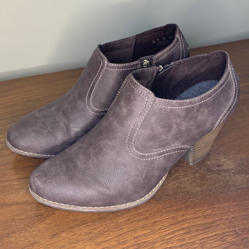 Brown suede booties